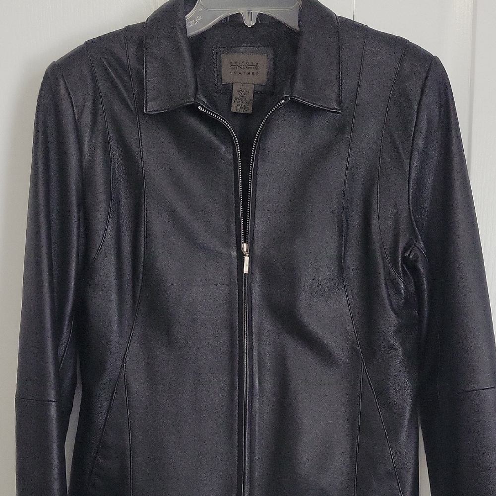 Womens Black Leather Lightweight Jacket